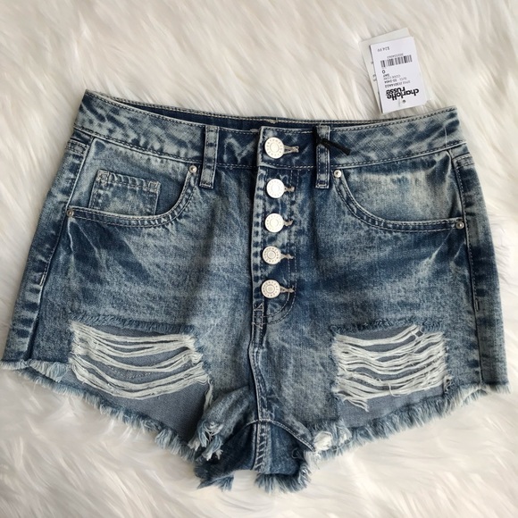 Refuge High Rise Cheeky Denim Shorts - Picture 4 of 8